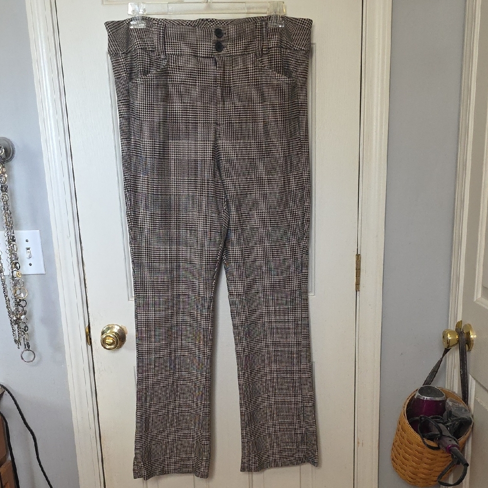 Torrid Plaid Boot Cut Pants - Black and Brown